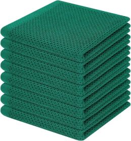 100% Cotton Waffle Weave Kitchen Dish Cloths, Ultra Soft Absorbent Quick Drying Dish Towels, 12 x 12 Inches, 8-Pack, Dark Green