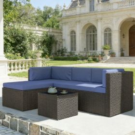 3-piece terrace furniture set, outdoor furniture set, garden set, navy blue