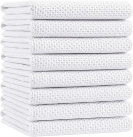 100% Cotton Oversized Waffle Weave Kitchen Dish Towels, Ultra Soft Absorbent Quick Drying Cleaning Towel, 20x28 Inches, 8-Pack, White