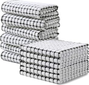 Towels and Dishcloths Set, 16 x 25 and 12 x 12 Inches, Set of 12 Cotton Terry Kitchen Dish Towels, Super Soft and Absorbent Dish Cloths, Black