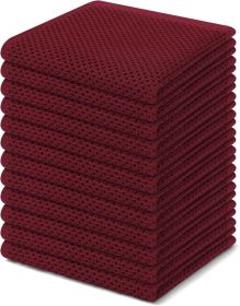 100% Cotton Waffle Weave Kitchen Dish Cloths, Ultra Soft Absorbent Quick Drying Dish Towels, 12 x 12 Inches, 12-Pack, Burgundy