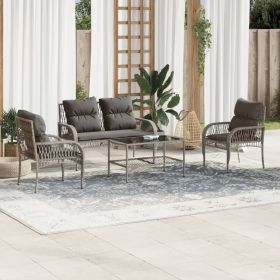 Garden Sofa Set Grey Poly Rattan Medium Durable Garden Sofa Set