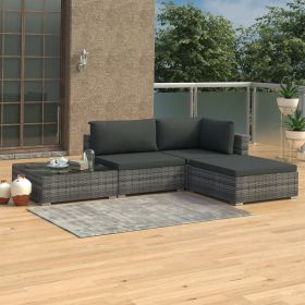 Garden Lounge Set Grey Poly Rattan Medium Modular