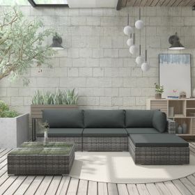 Patio Lounge Set Set of 5 Grey PE Rattan 5 Piece Set Modular