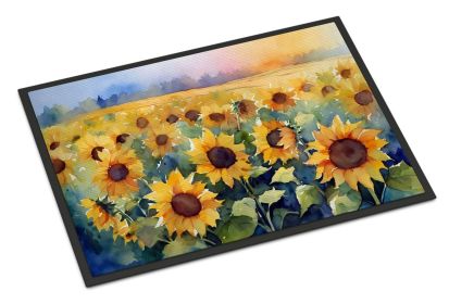 NEW Sunflowers in Watercolor Doormat Front Door Mat Indoor Outdoor Rugs for Entryway, Non Slip Washable Low Pile, 18H X 27W