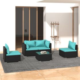 Garden Lounge Set Black PE Rattan Modular Garden Lounge Set