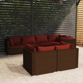Garden Lounge Set Brown PE rattan, powder-coated steel, plastic
