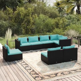 Garden Lounge Set Black and Water Blue