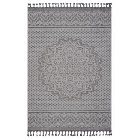 5X7 Gray/White /Medallion Indoor/Outdoor Area Rug