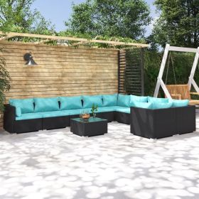 Garden Lounge Set Black, Water Blue (Color: Black)
