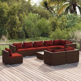 Garden Lounge Set Brown PE rattan Large Modular (Color: Brown)