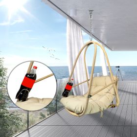 Hanging Egg Chair - Indoor/Outdoor Woven Rattan Swing Chair - 350lb Capacity (Color: Khaki)